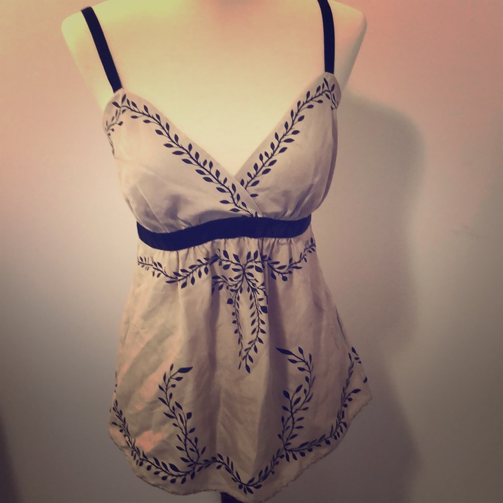 100% Silk Camisole with Velvet Trim